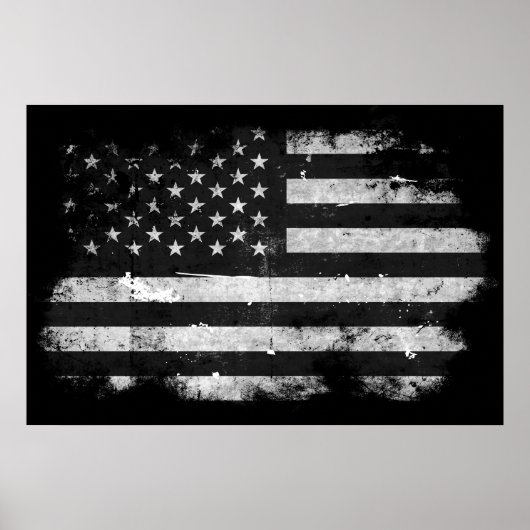 Amerikaanse vlag met zwarte en witte vlag poster (Voorkant)