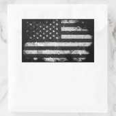 Amerikaanse vlag met zwarte en witte vlag rechthoekige sticker (Tas)
