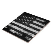 Amerikaanse vlag met zwarte en witte vlag tegeltje (Zijkant)