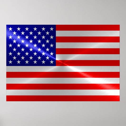 Amerikaanse vlag Metallic Metal Poster (Voorkant)
