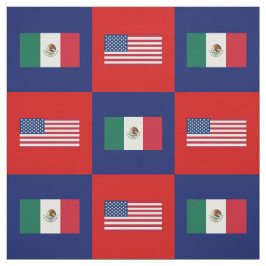 Amerikaanse vlag, Mexico vlag op blauw & rood Stof