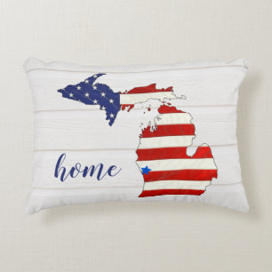 Amerikaanse vlag Michigan Accent Pillow Accent Kussen