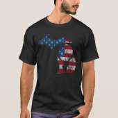 Amerikaanse vlag Michigan Deer Hunting Distress T-shirt (Voorkant)