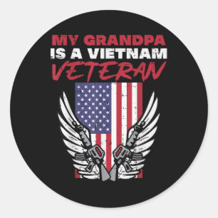 Amerikaanse vlag Mijn opa Vietnam Veteran Memorial Ronde Sticker