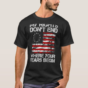 Amerikaanse vlag Mijn rechten beëindigen niet waar T-shirt