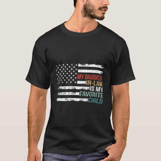 Amerikaanse vlag Mijn schoondochter is mijn favori T-shirt (Voorkant)