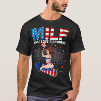 Amerikaanse vlag MILF Man I Love Freedom 4th of Ju T-shirt