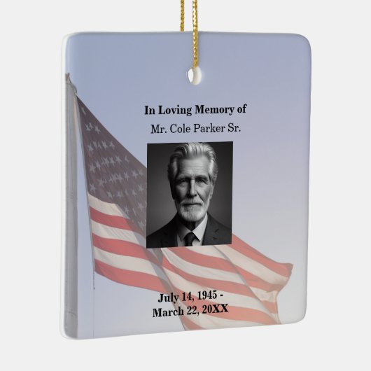 Amerikaanse vlag militair begrafenismonument keramisch ornament (Rechts)