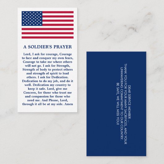 Amerikaanse vlag Militair een soldaat van Soldaat Visitekaartje (Voorkant / Achterkant)