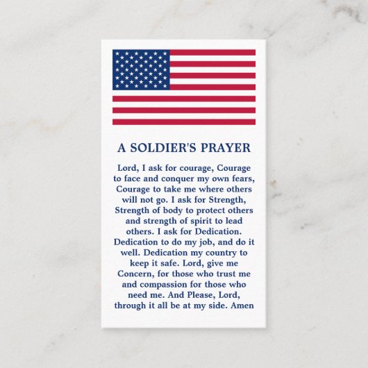 Amerikaanse vlag Militair een soldaat van Soldaat Visitekaartje (Voorkant)