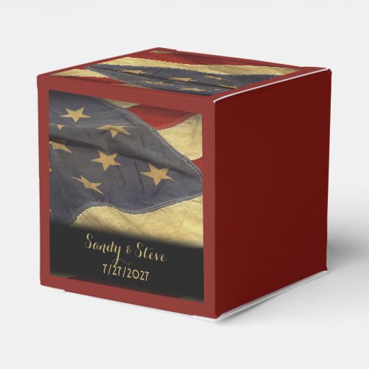 Amerikaanse vlag militaire bruiloft bedankdoosjes (Achterkant)