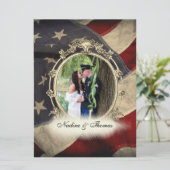 Amerikaanse vlag Militaire bruiloft met foto Kaart (Staand voorkant)