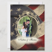 Amerikaanse vlag Militaire bruiloft met foto Kaart (Voorkant)