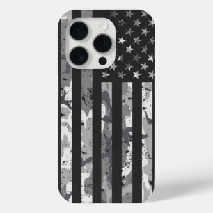 Amerikaanse vlag militaire camouflage wit patroon iPhone 15 pro case