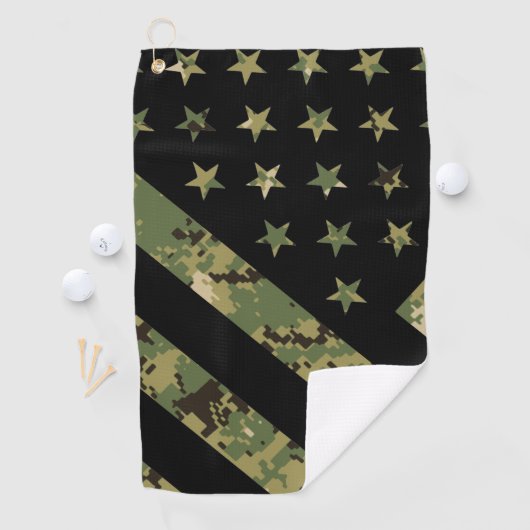 Amerikaanse vlag militaire digitale camouflage golfhanddoek (Insitu)