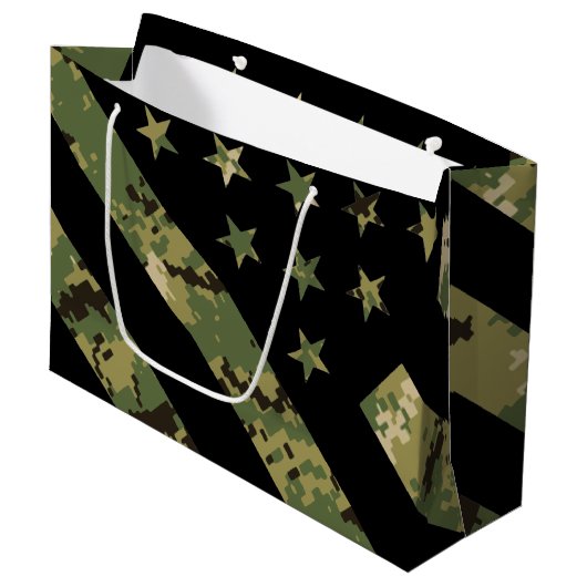 Amerikaanse vlag militaire digitale camouflage groot cadeauzakje (Voorkant Gekanteld)