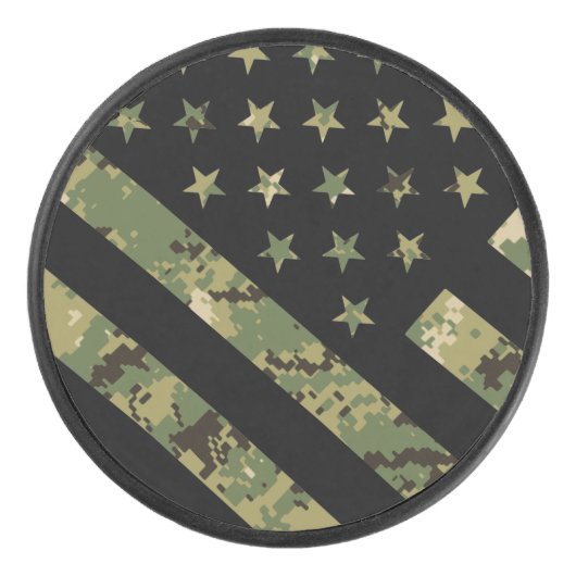Amerikaanse vlag militaire digitale camouflage hockey puck (Voorkant)