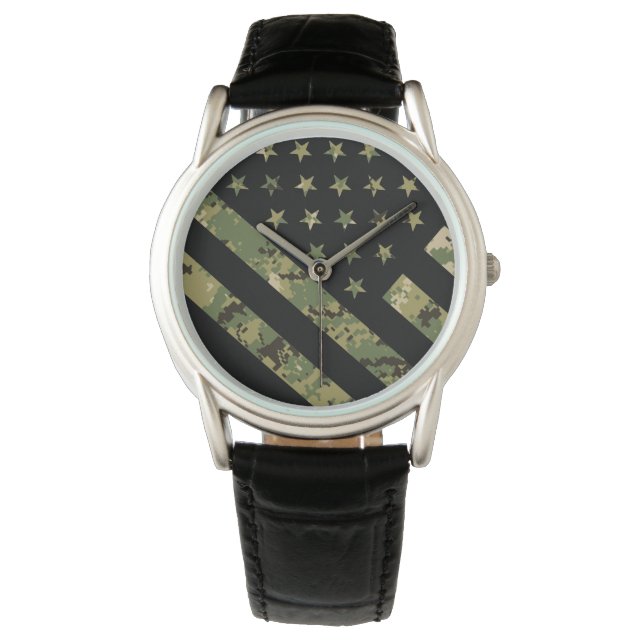 Amerikaanse vlag militaire digitale camouflage horloge (Voorkant)