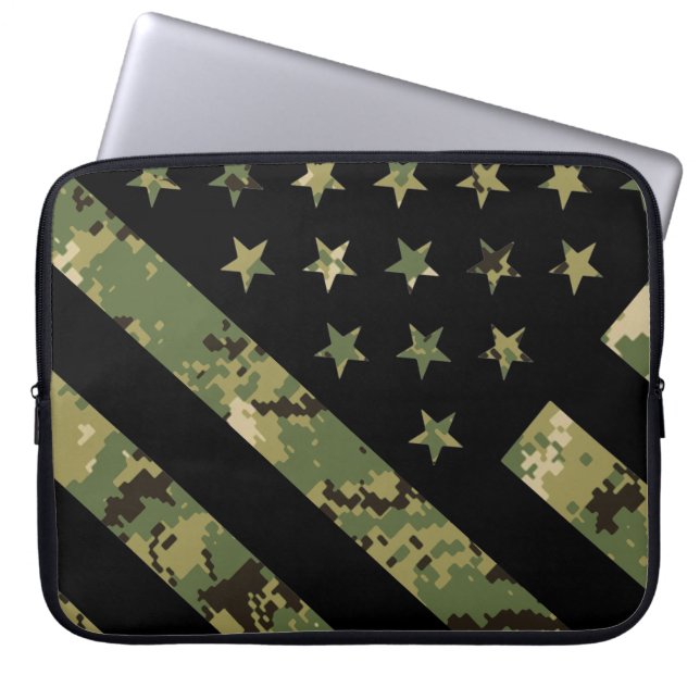 Amerikaanse vlag militaire digitale camouflage laptop sleeve (Voorkant)