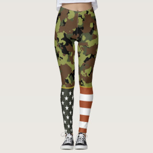 Amerikaanse vlag Militaire Groene Camo Leggings