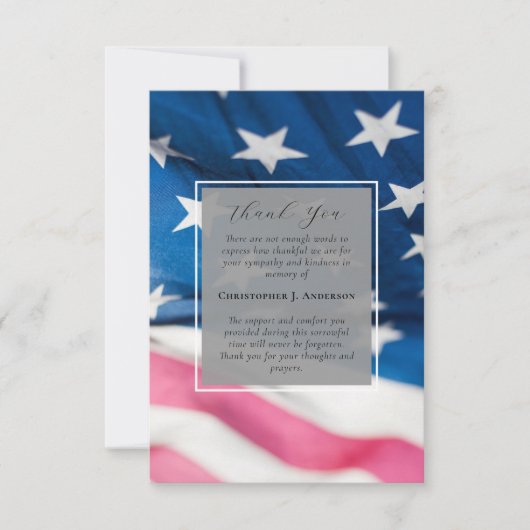 Amerikaanse vlag Militaire Patriottische Sympathie Bedankkaart (Voorkant)