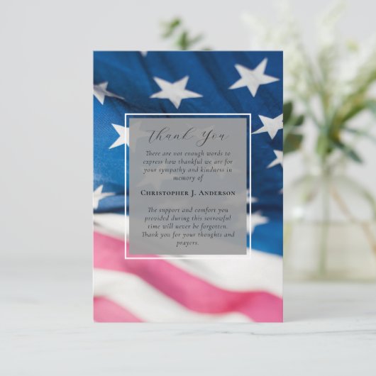 Amerikaanse vlag Militaire Patriottische Sympathie Bedankkaart (Staand voorkant)