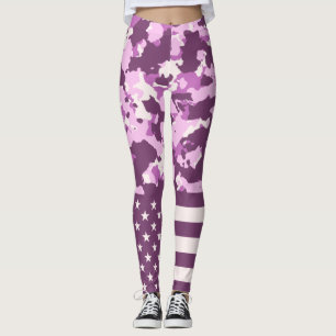 Amerikaanse vlag Militaire Roze Camo Leggings