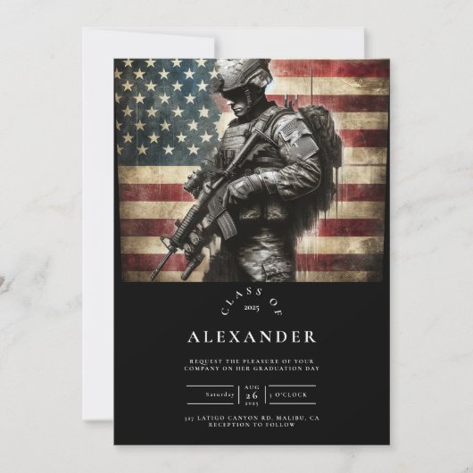 Amerikaanse vlag Militaire Soldaat Afstuderen Kaart (Voorkant)