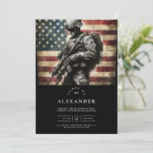 Amerikaanse vlag Militaire Soldaat Afstuderen Kaart (Staand voorkant)