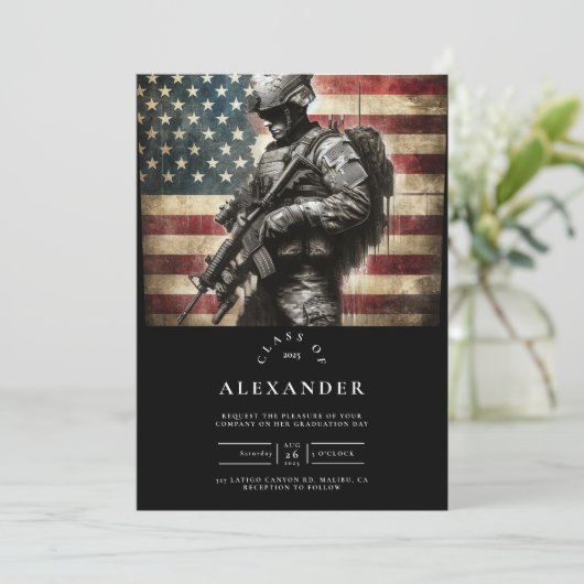 Amerikaanse vlag Militaire Soldaat Afstuderen Kaart (Staand voorkant)