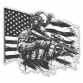 Amerikaanse Vlag Militaire Soldaat Patriottische K Sticker (Voorkant)