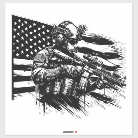 Amerikaanse Vlag Militaire Soldaat Patriottische K Sticker (Vel)