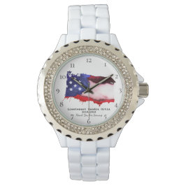 *~* Amerikaanse vlag Militaire Veteraan Rood Wit B Horloge