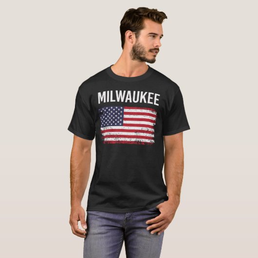 Amerikaanse vlag Milwaukee T-shirt (Voorkant volledig)