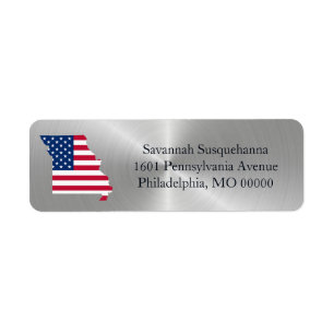 Amerikaanse vlag Missouri Silver Etiket