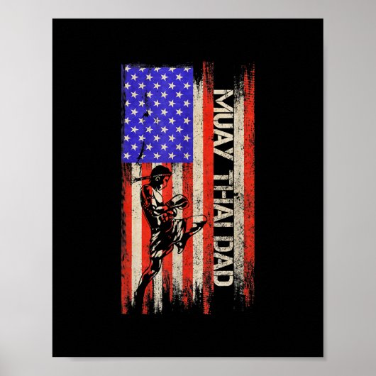 Amerikaanse vlag MMA Muay Thai Fighter Dad Poster (Voorkant)