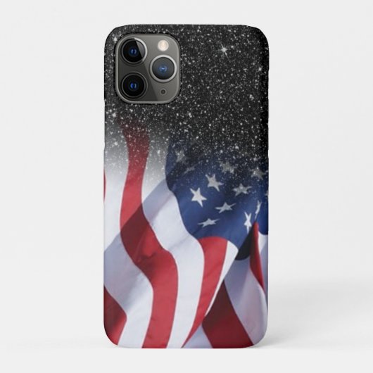 Amerikaanse vlag Modern Black Galaxy Glitter Veren Case-Mate iPhone Case (Achterkant)