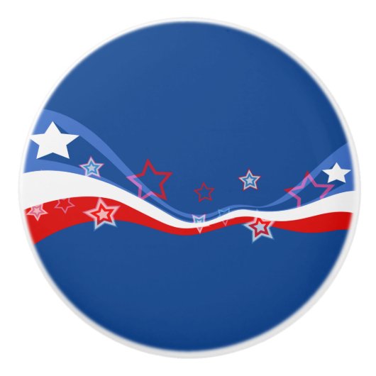 Amerikaanse vlag modern patriottisch ontwerp keramische knop (Voorkant)