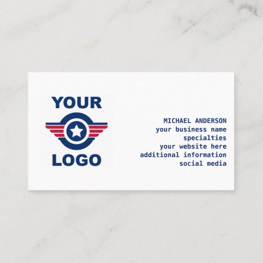 Amerikaanse vlag Modern Uw Logo patriottisch Visitekaartje (Achterkant)