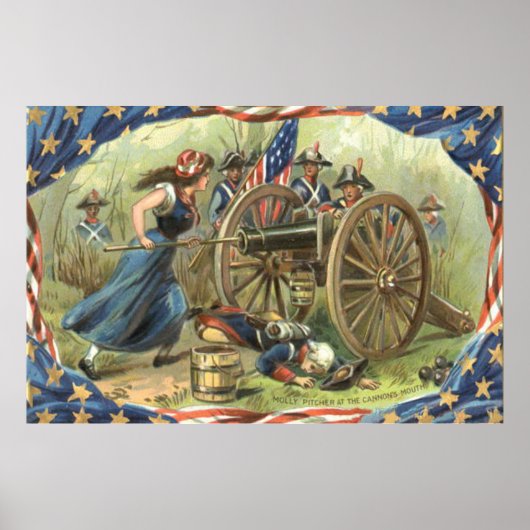 Amerikaanse vlag Molly Pitcher Cannon Poster (Voorkant)