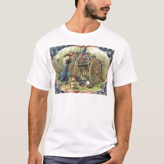 Amerikaanse vlag Molly Pitcher Cannon T-shirt (Voorkant)