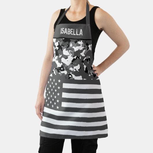 Amerikaanse vlag - Monochrome Camo Custom Schort (Insitu)