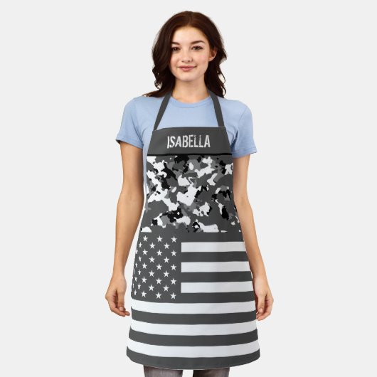 Amerikaanse vlag - Monochrome Camo Custom Schort (Gedragen)