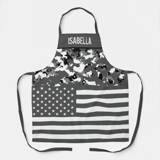 Amerikaanse vlag - Monochrome Camo Custom Schort (Voorkant)