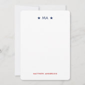 Amerikaanse vlag Monogram & naam Persoonlijk brief Notitiekaartje (Voorkant)