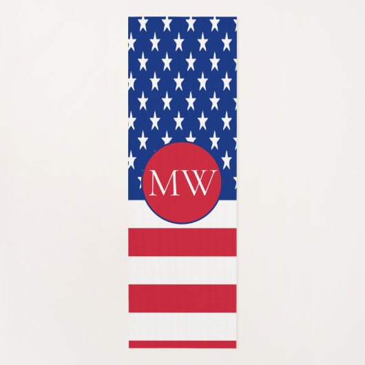 Amerikaanse vlag Monogrammed (1 zijkant) Yogamat (Voorkant)