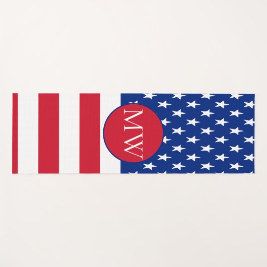 Amerikaanse vlag Monogrammed (1 zijkant) Yogamat (Voorkant (horizontaal))