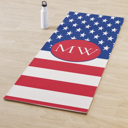 Amerikaanse vlag Monogrammed (1 zijkant) Yogamat (In situ)