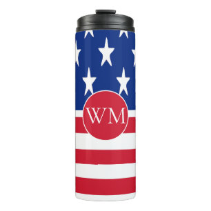 Amerikaanse vlag Monogrammed Thermosbeker