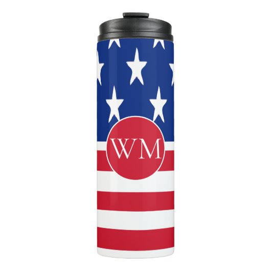 Amerikaanse vlag Monogrammed Thermosbeker (Voorkant)